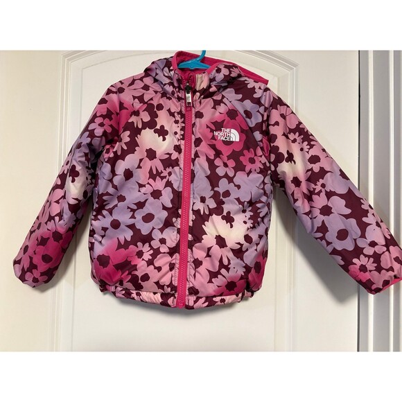 The North face reversible girls Puffer jacket size 4 GUC - Picture 1 of 6